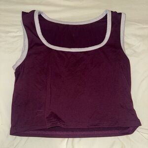 SHEIN Plum Crop Top with White Trim